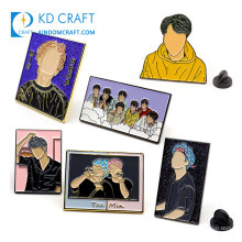 New design no minimum custom korean kpop cute idol lapel brooch glitter soft hard enamel army bangtan bts pin badge